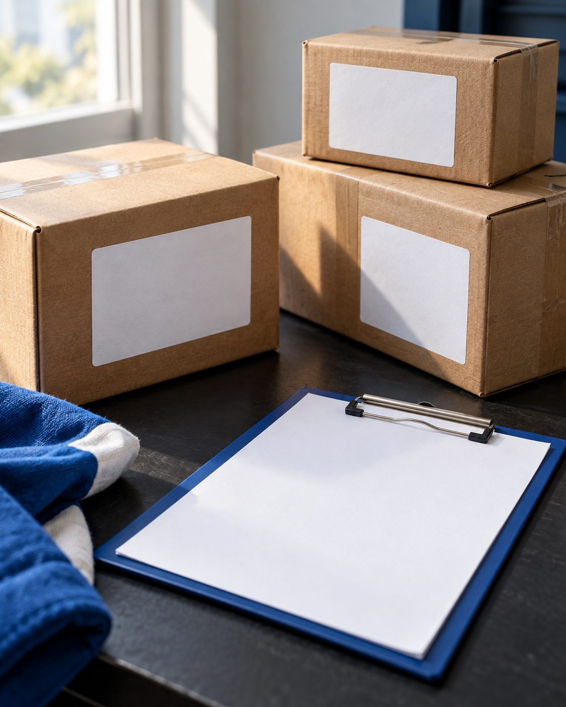 Illustrative parcels beside an unmarked coordination clipboard
